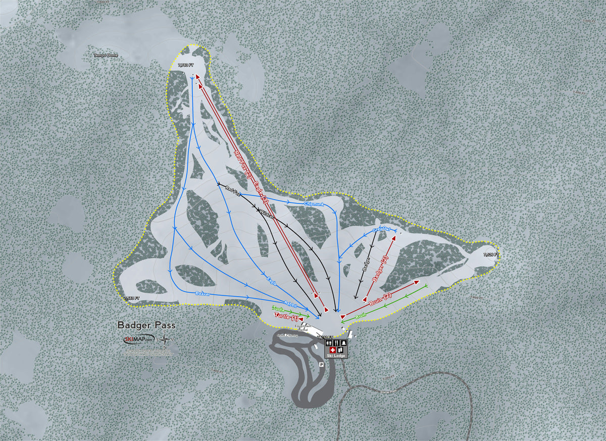 Badger Pass California Ski Resort Map Wall Art