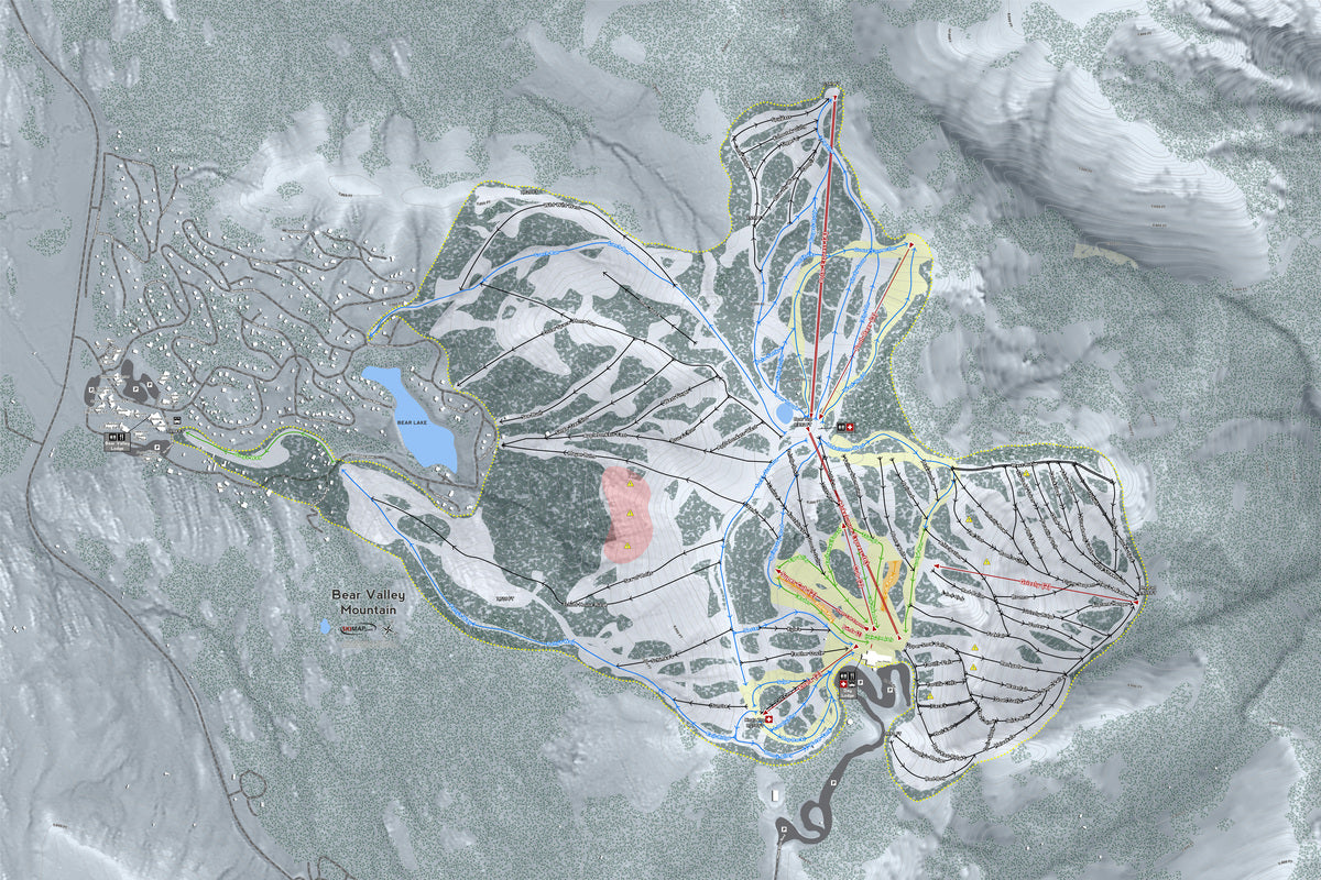 Bear Valley Mountain California Ski Resort Map Wall Art