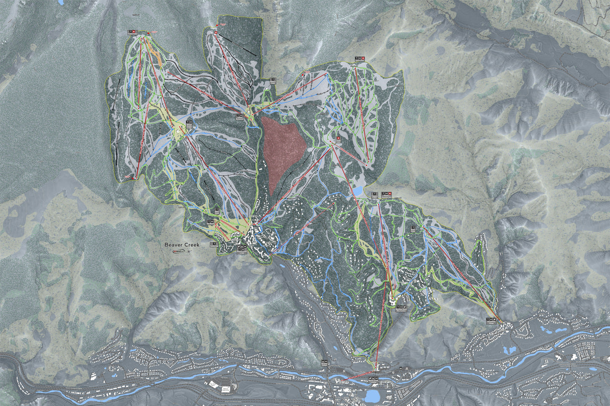 Beaver Creek Colorado Ski Resort Map Wall Art