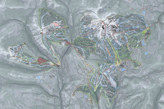 BigSky Montana Ski Resort Map Wall Art - Powderaddicts