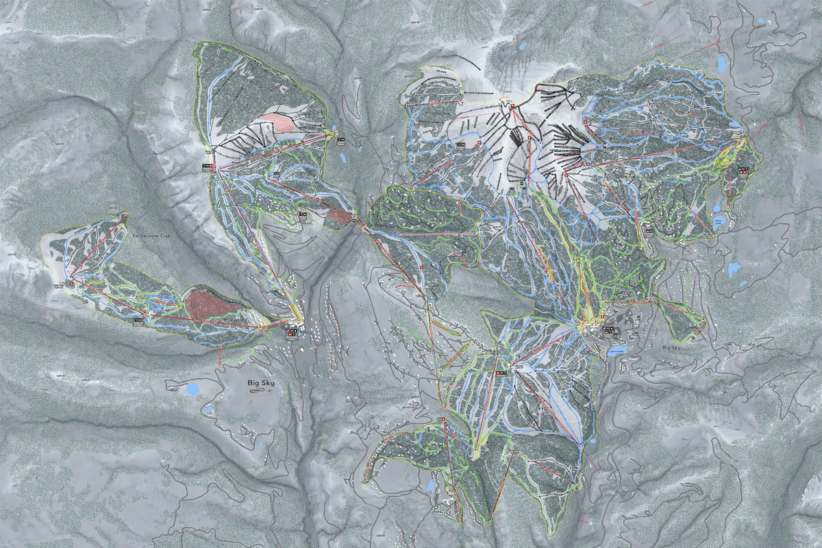 BigSky Montana Ski Resort Map Wall Art - Powderaddicts