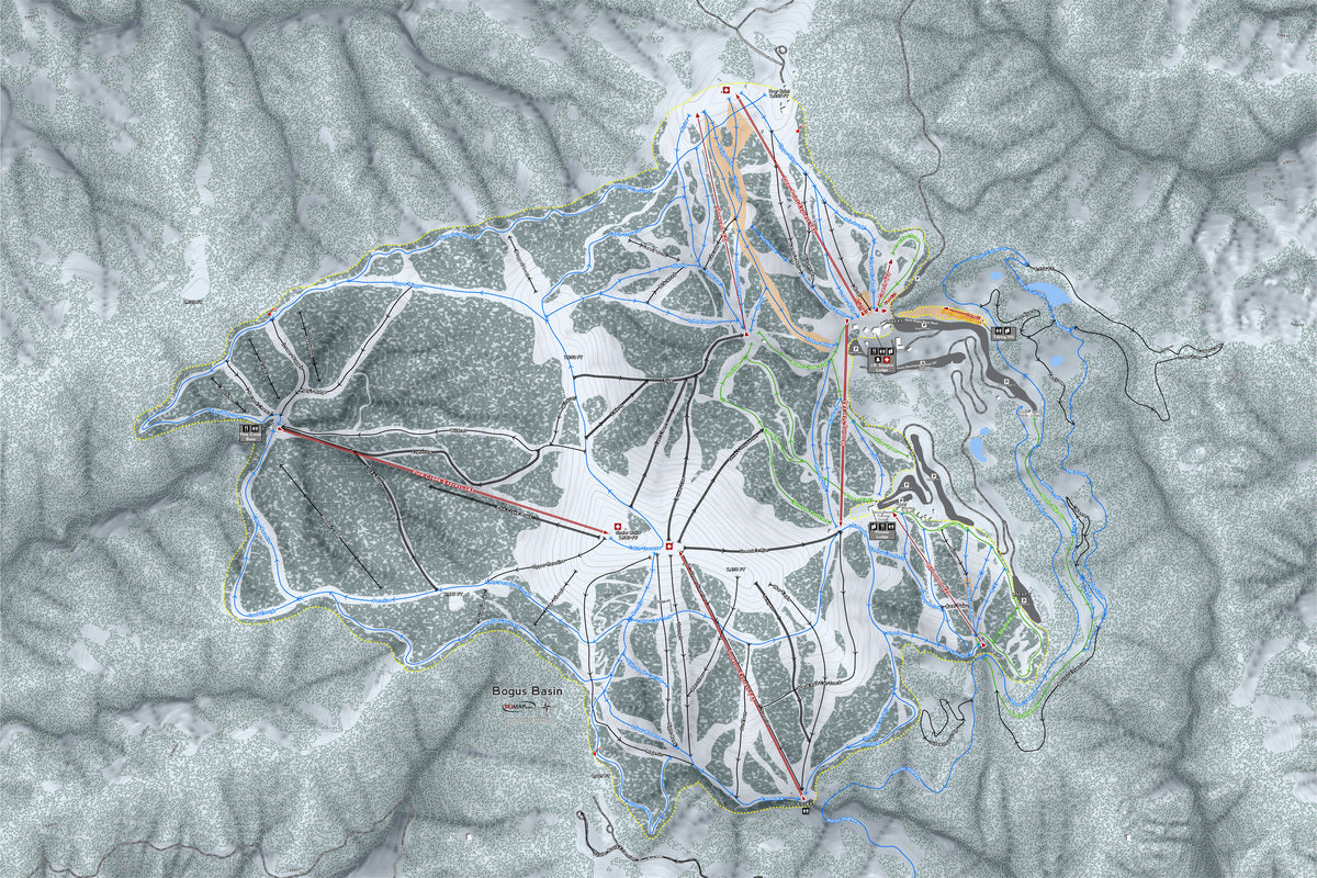 Bogus Basin Idaho Ski Resort Map Wall Art