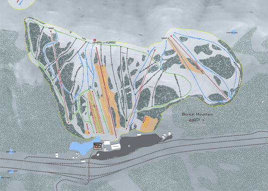 Boreal Mountain California Ski Resort Map Wall Art