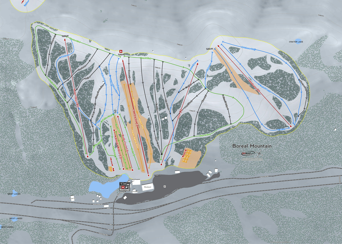 Boreal Mountain California Ski Resort Map Wall Art