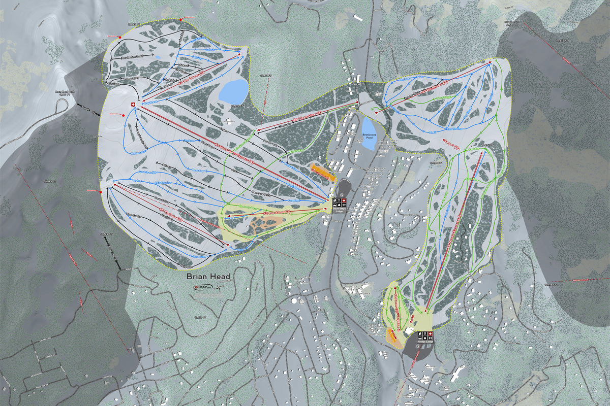 Brian Head Utah Ski Resort Map Wall Art