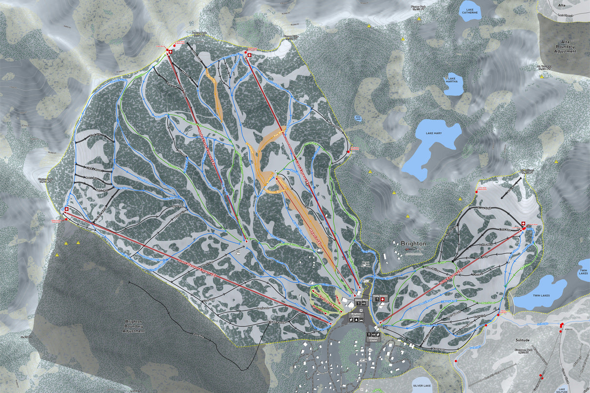 Brighton Utah Ski Resort Map Wall Art