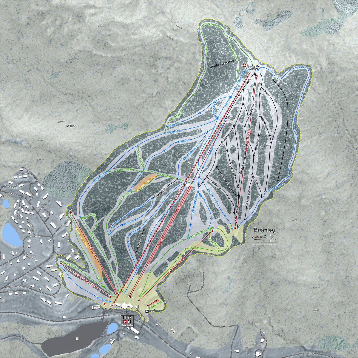 Bromley Vermont Ski Resort Map Wall Art