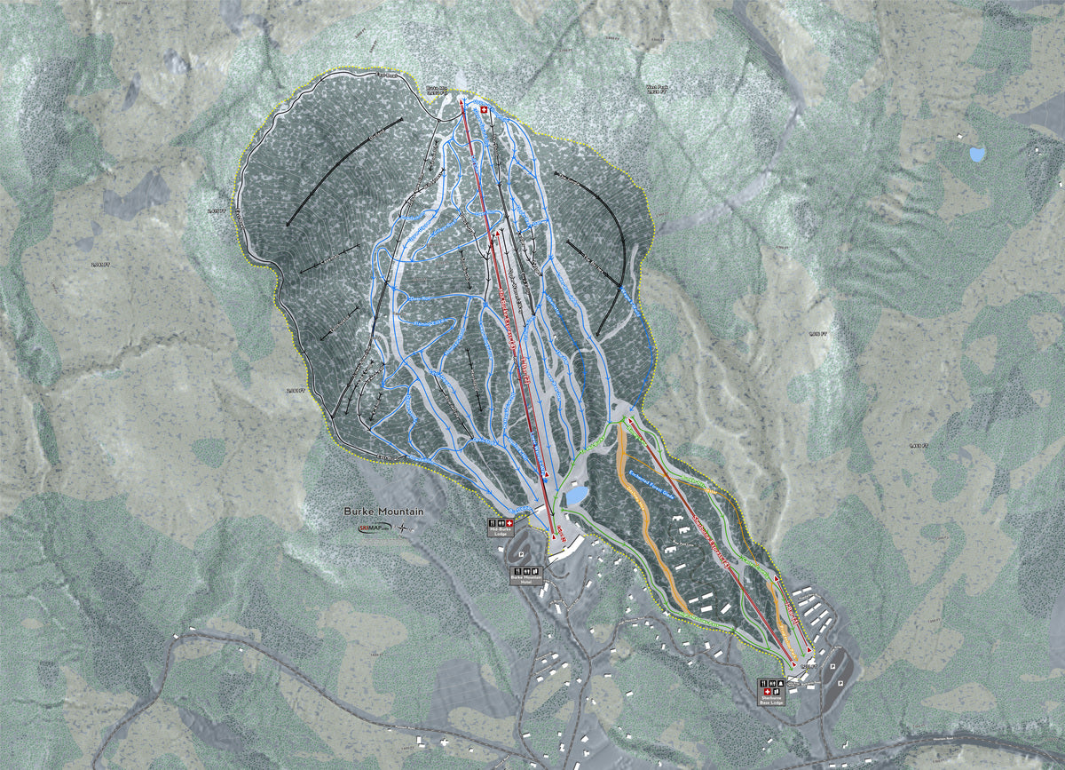 Burke Mountain Vermont Ski Resort Map Wall Art