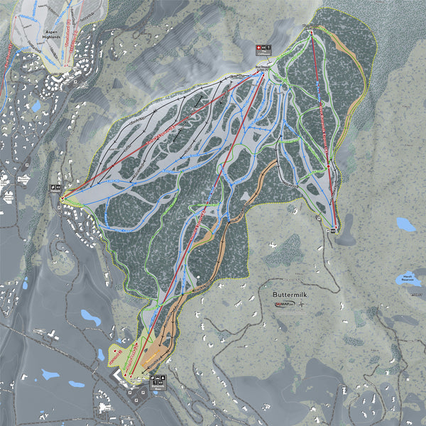 Buttermilk Colorado Ski Resort Map Wall Art | Powderaddicts