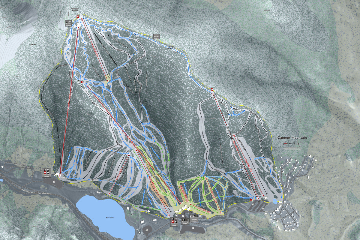 CannonMountain Vermont Ski Resort Map Wall Art