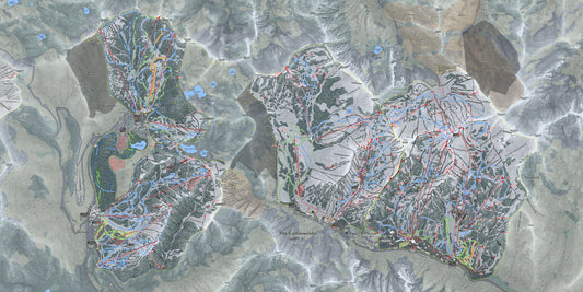 Cottonwood Canyons Utah Ski Resort Map Wall Art