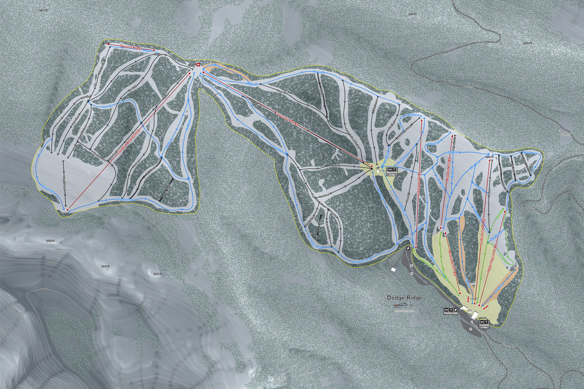 Dodge Ridge California Ski Resort Map Wall Art
