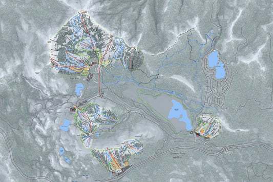 Donner Pass California Ski Resort Map Wall Art