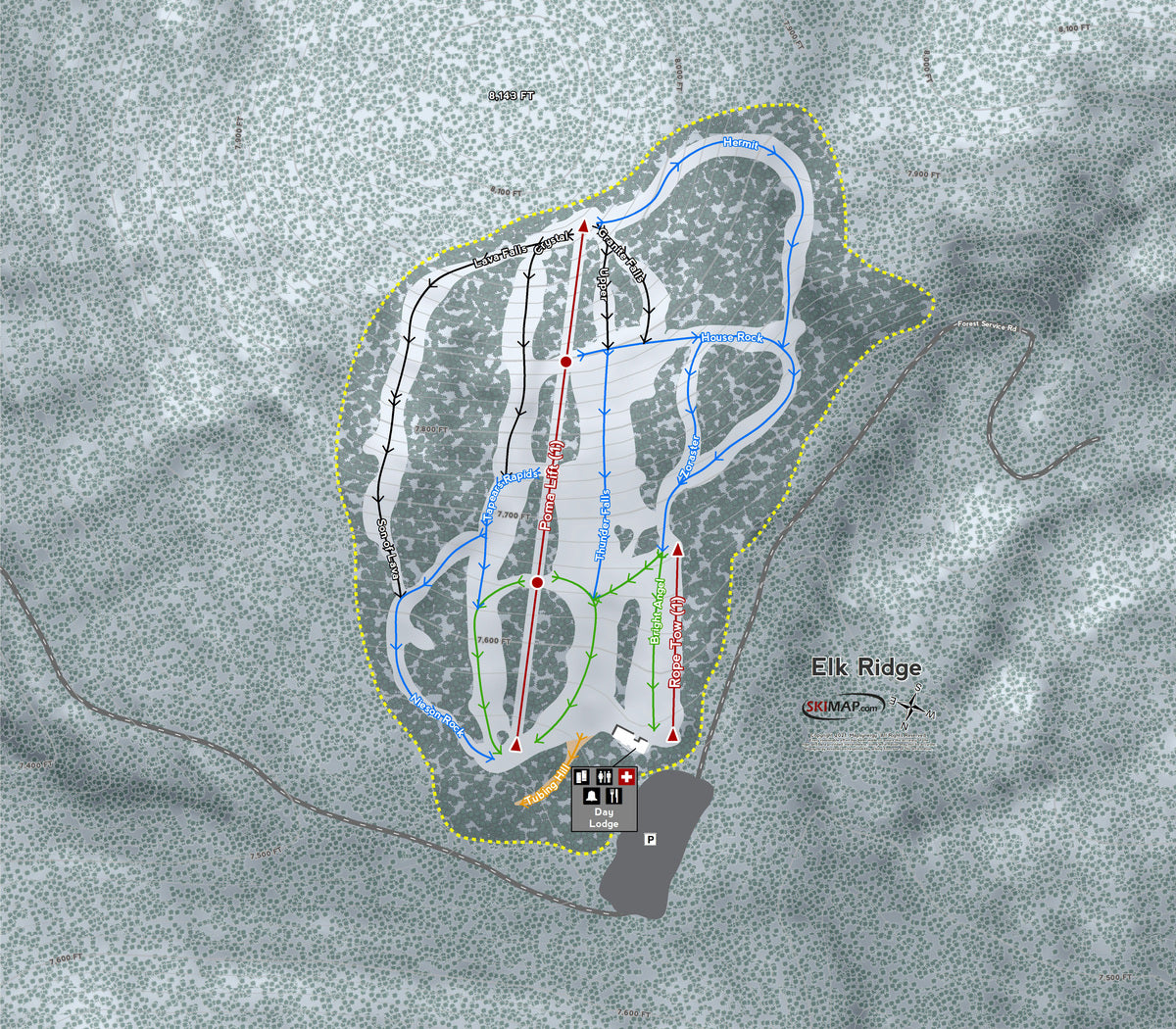 Elk Ridge Arizona Ski Resort Map Wall Art - Powderaddicts