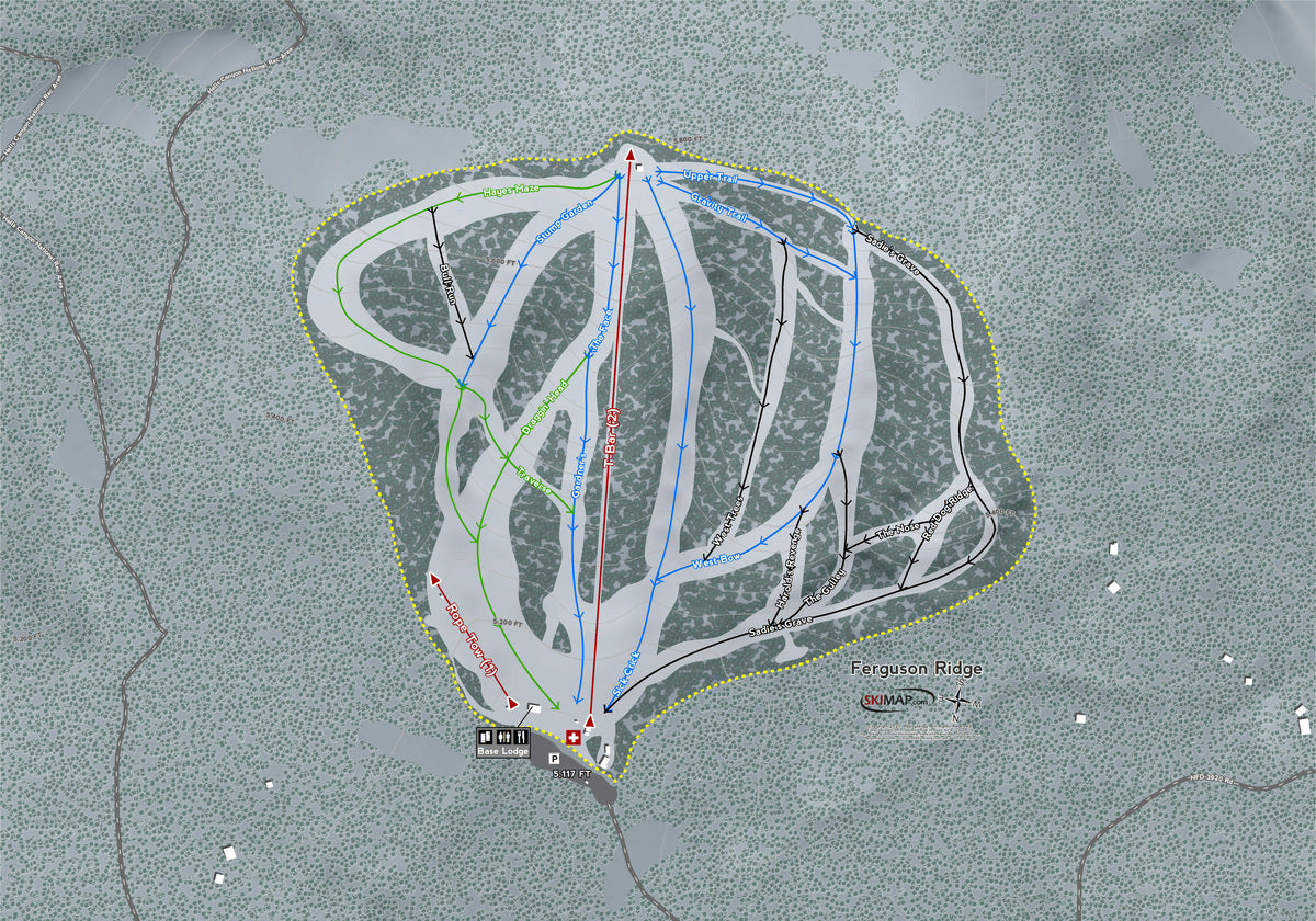 Ferguson Ridge Oregon Ski Resort Map Wall Art