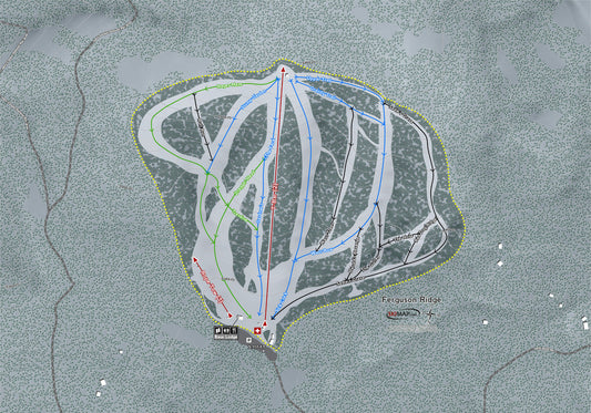 Ferguson Ridge Oregon Ski Resort Map Wall Art