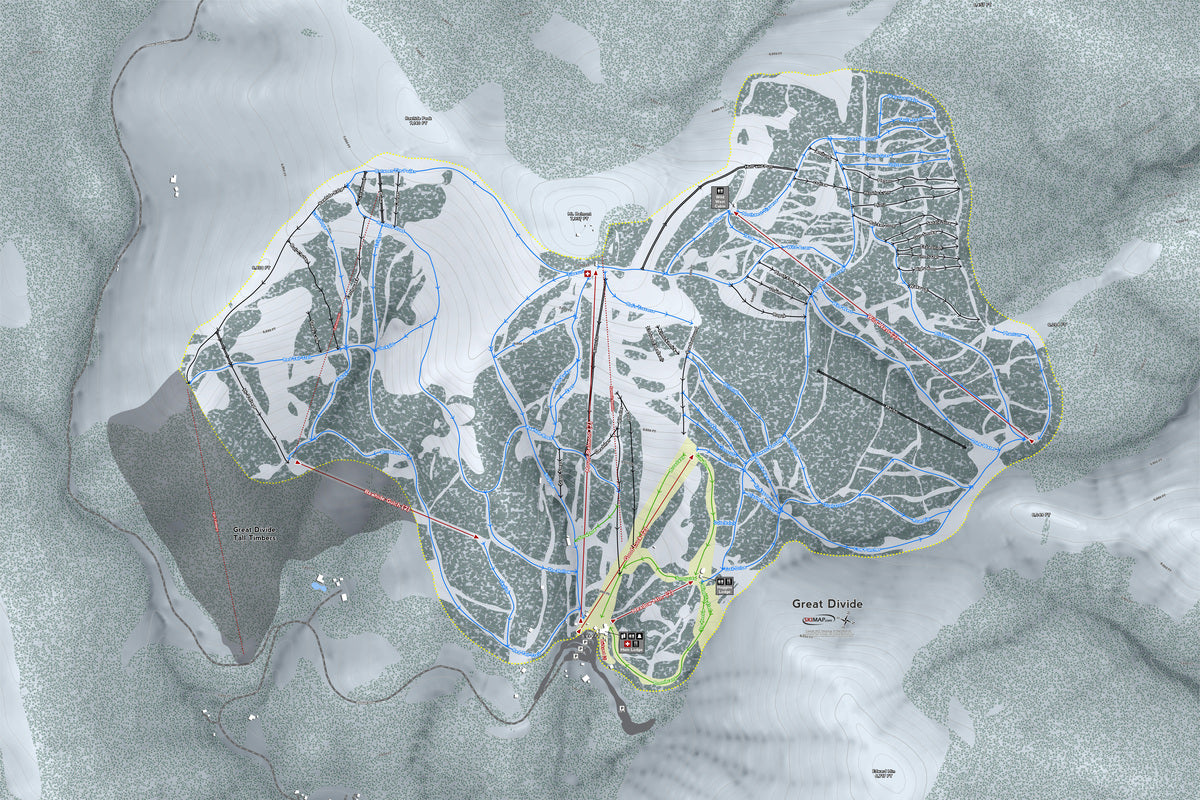 Great Divide Montana Ski Resort Map Wall Art