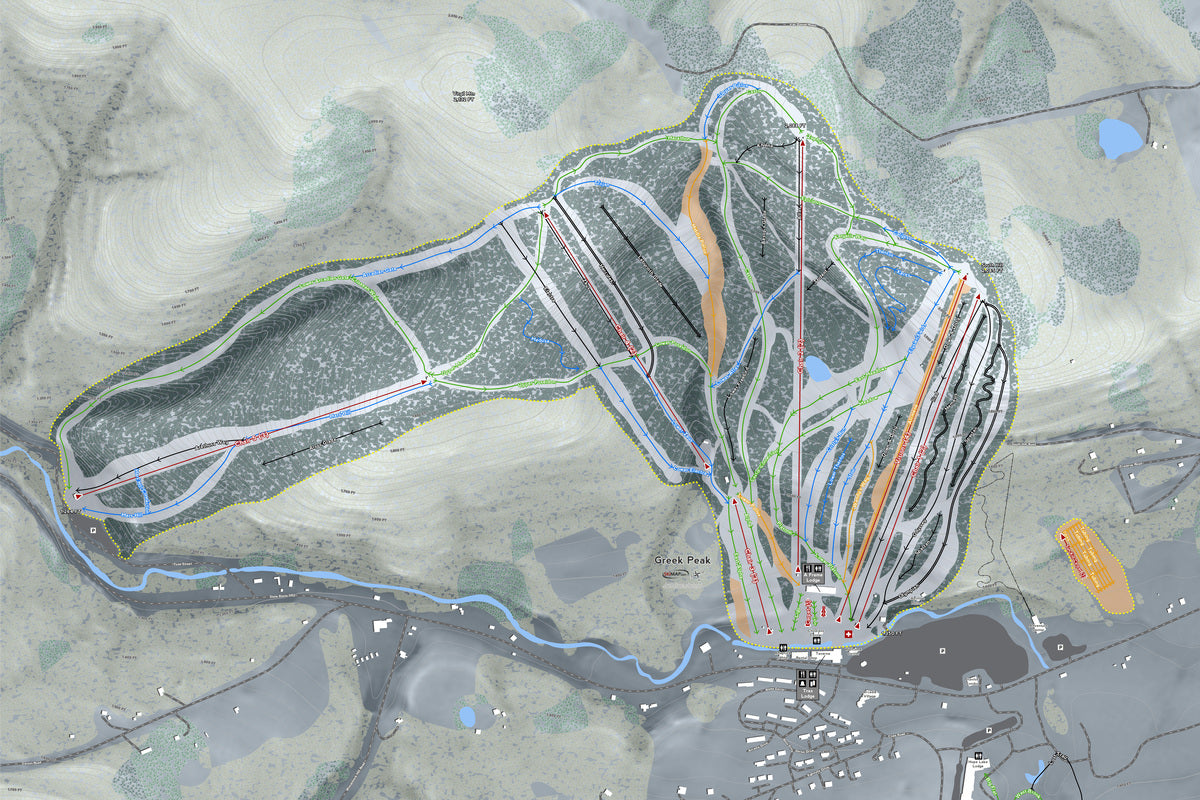 Greek Peak New York Ski Resort Map Wall Art