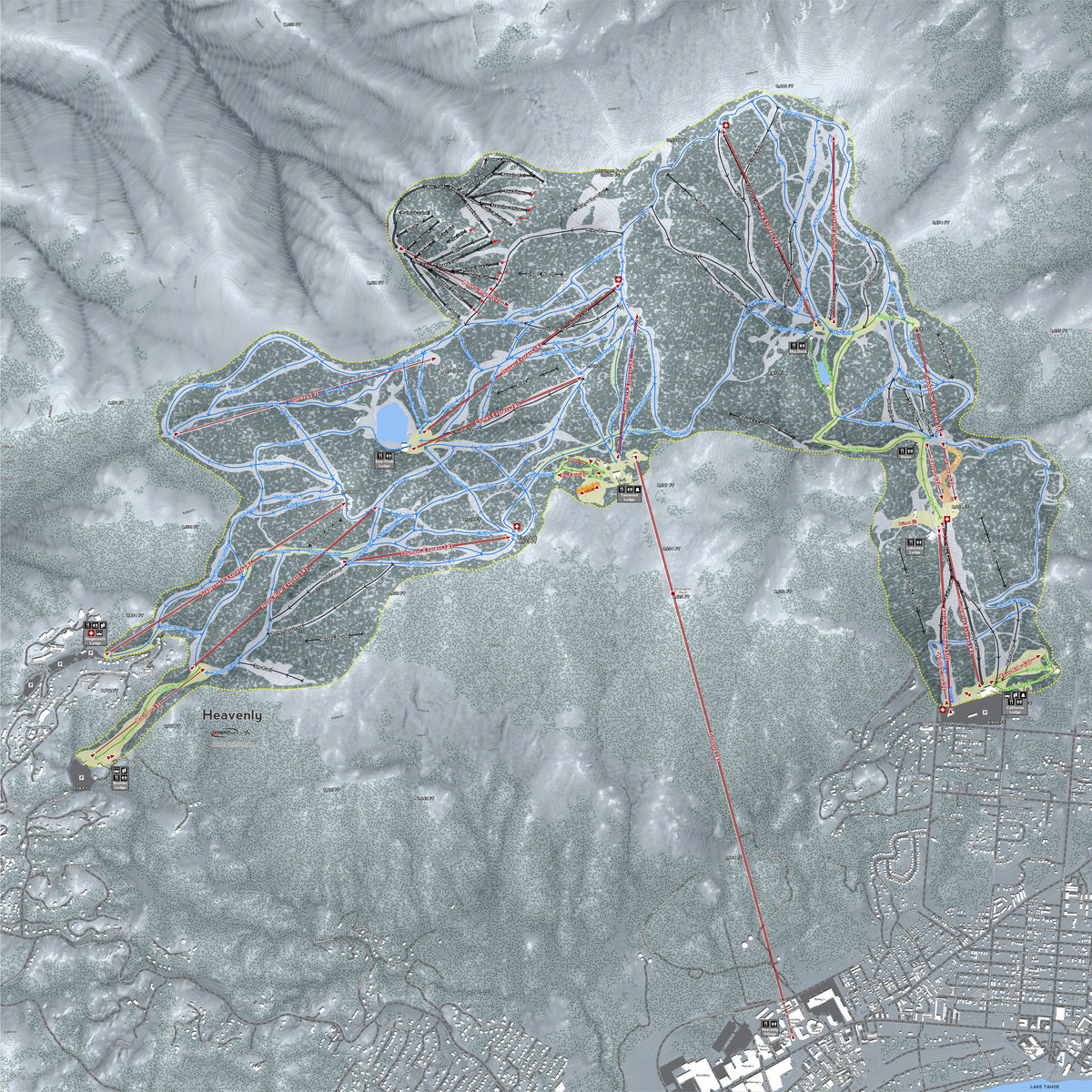 Heavenly Nevada Ski Resort Map Wall Art