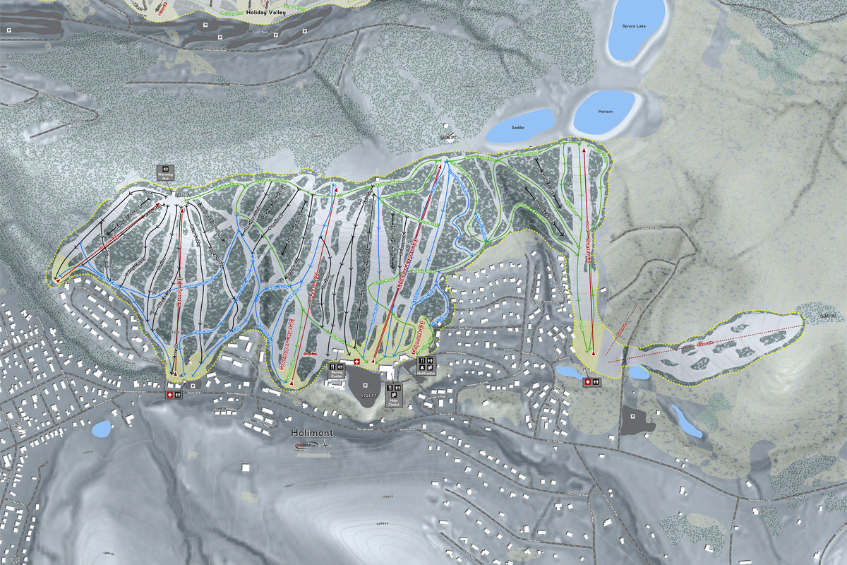 Holimont New York Ski Resort Map Wall Art