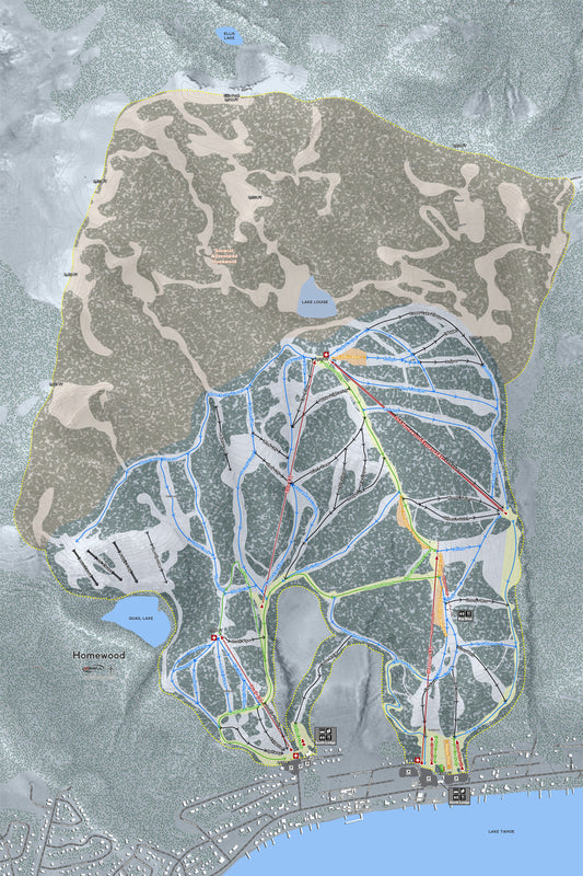 Homewood California Ski Resort Map Wall Art