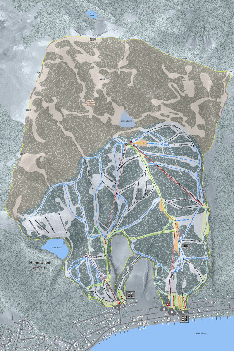 Homewood California Ski Resort Map Wall Art