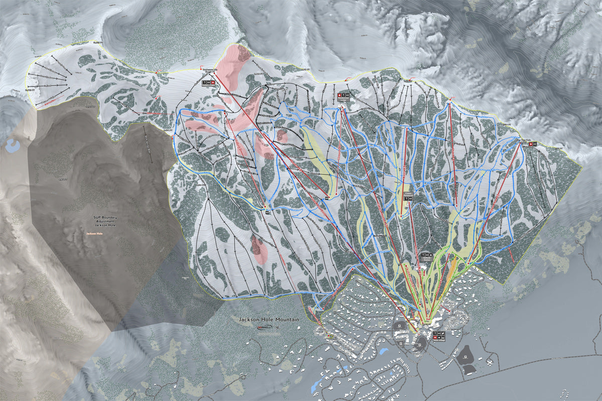 Jackson Hole Maine Ski Resort Map Wall Art