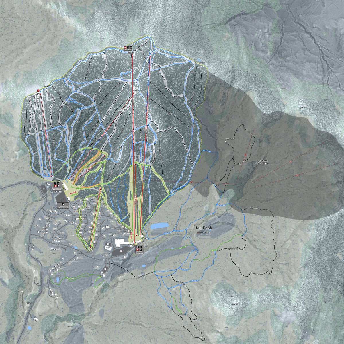 JayPeak Vermont Ski Resort Map Wall Art