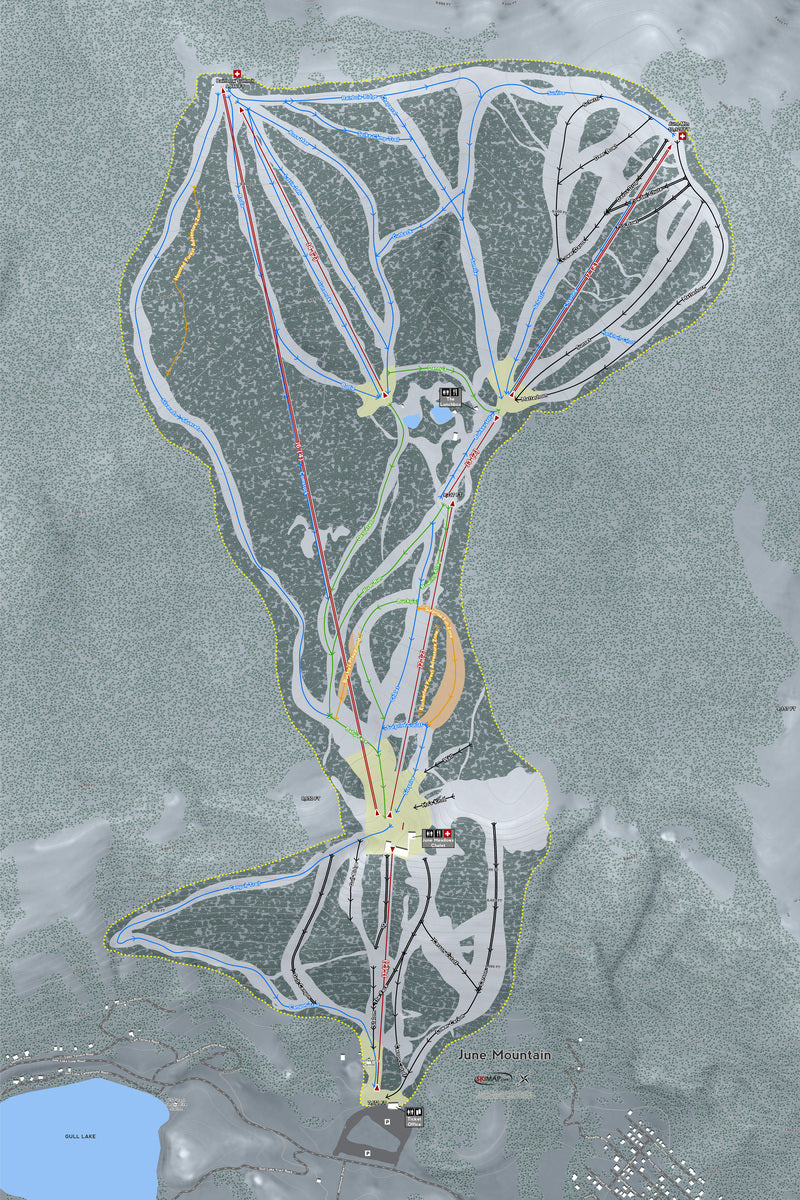 June Mountain California Ski Resort Map Wall Art