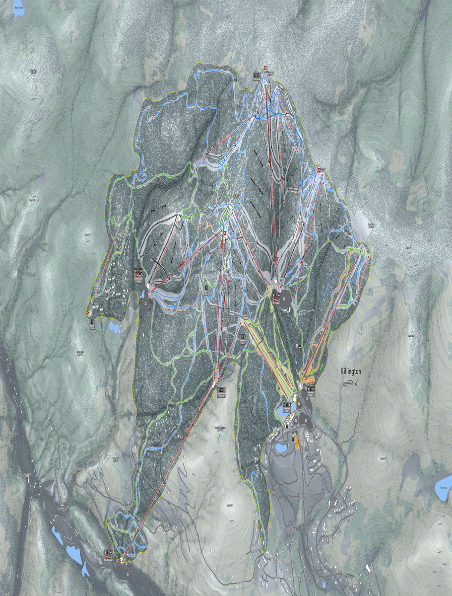 Killington Vermont Ski Resort Map Wall Art