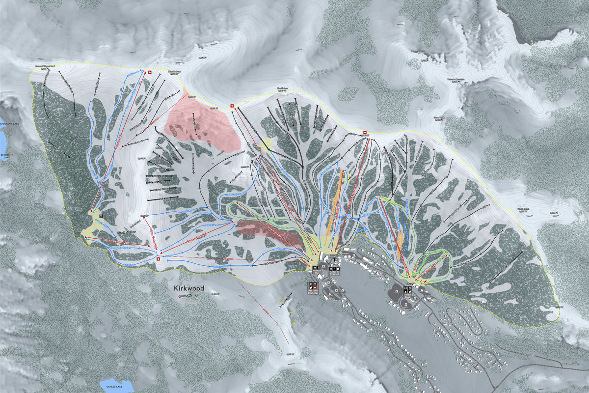 Kirkwood California Ski Resort Map Wall Art
