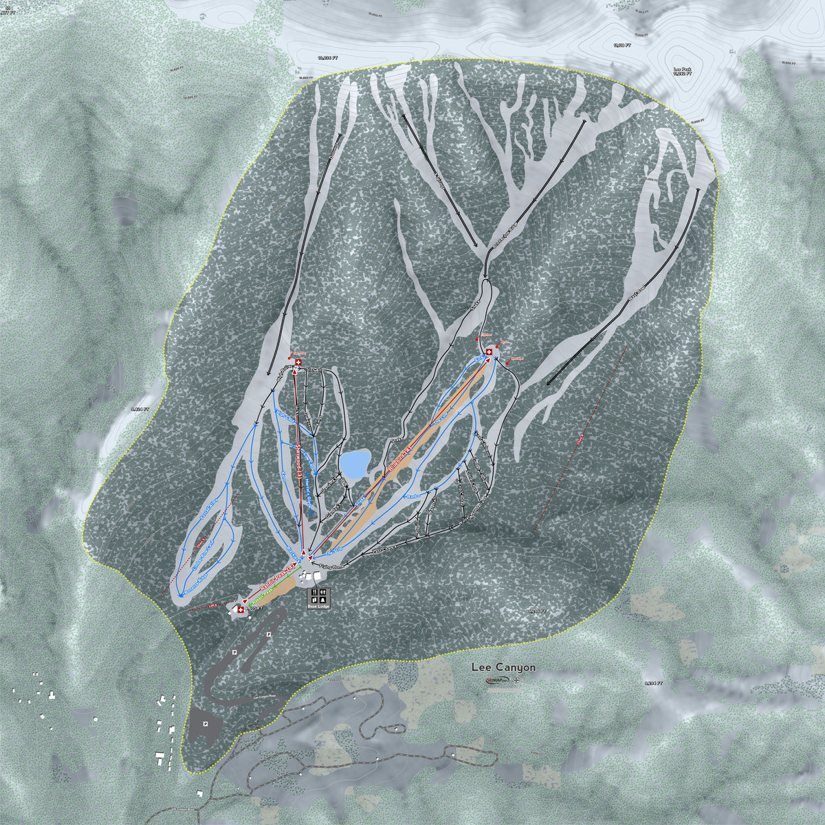 Lee Canyon Nevada Ski Resort Map Wall Art