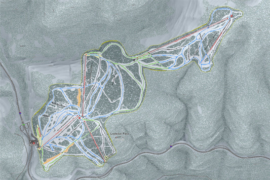 Lookout Pass Idaho Ski Resort Map Wall Art