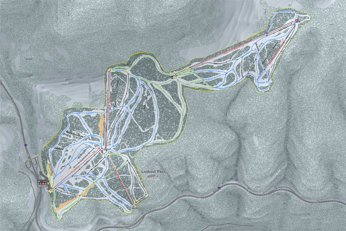 Lookout Pass Idaho Ski Resort Map Wall Art