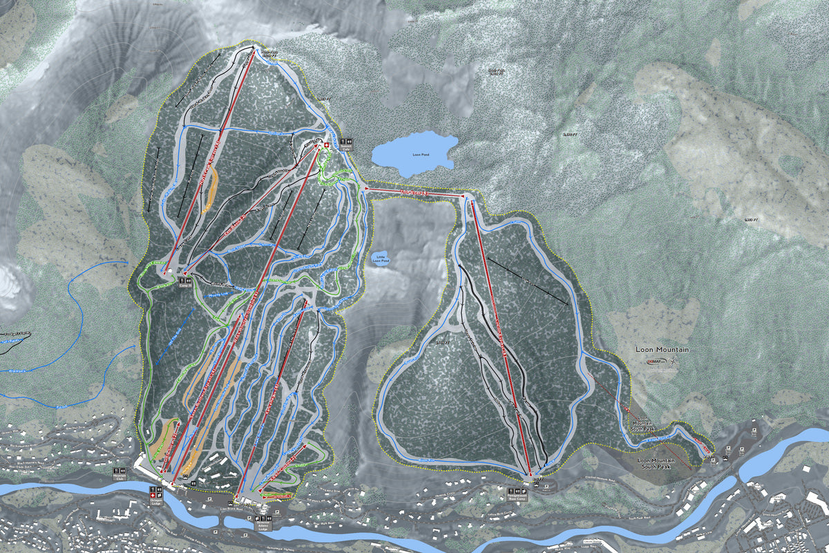 LoonMountain New Hampshire Ski Resort Map Wall Art