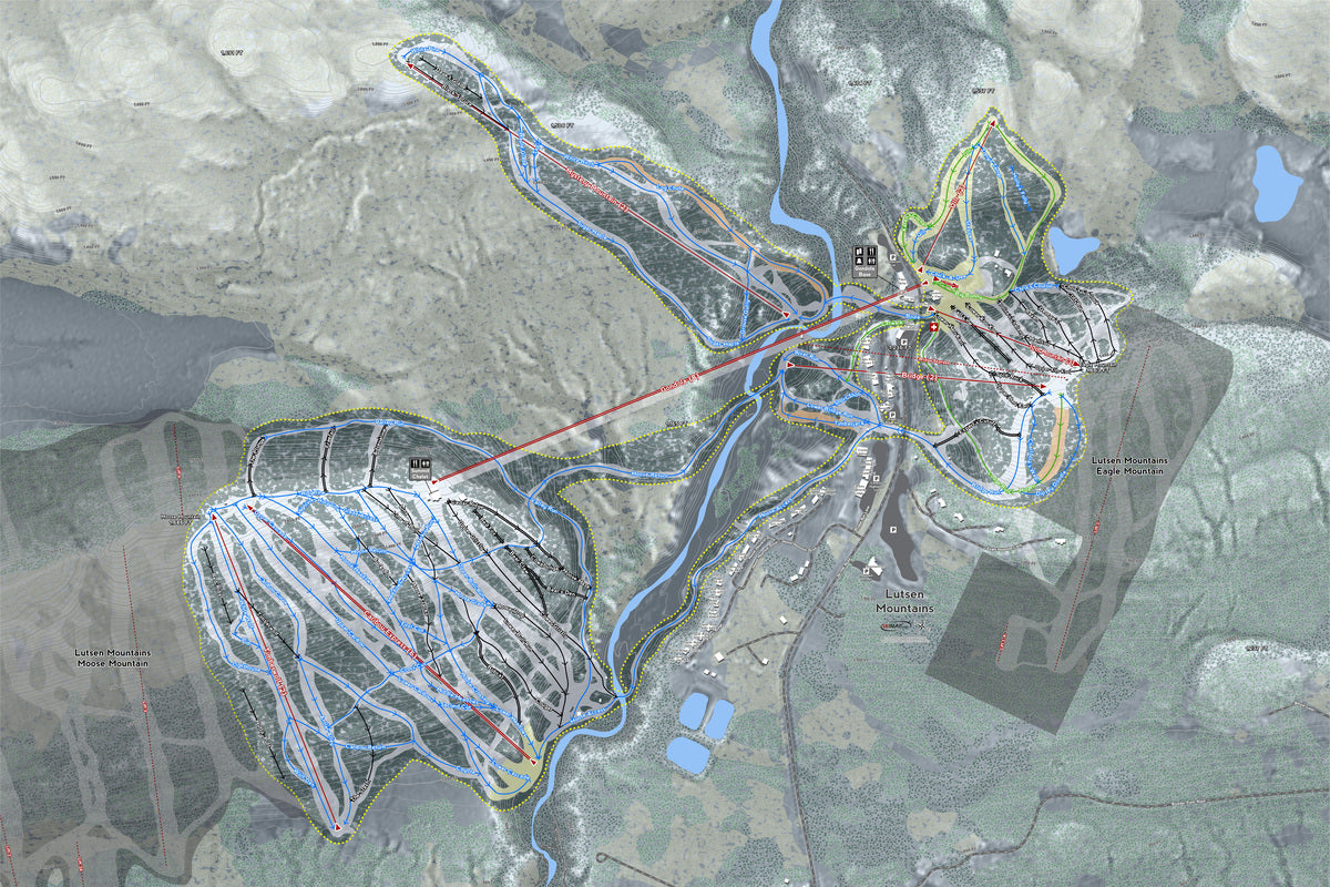 Lutsen Mountains Minnesota Ski Resort Map Wall Art