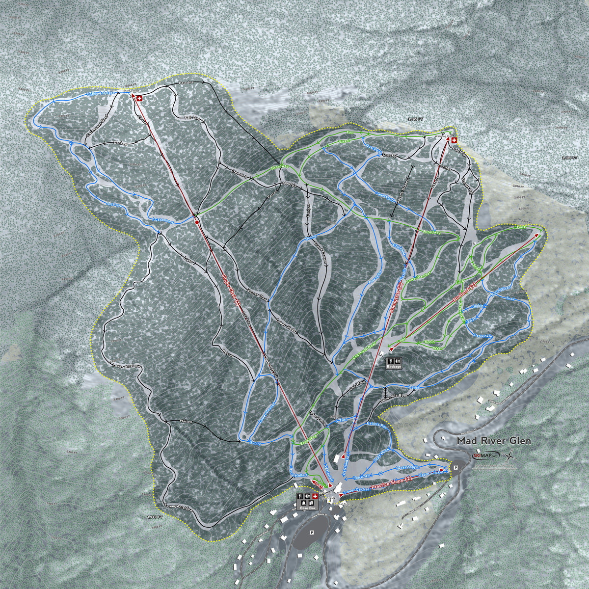 Mad River Glen Vermont Ski Resort Map Wall Art