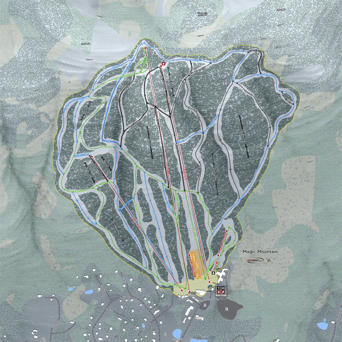 Magic Mountain Vermont Ski Resort Map Wall Art
