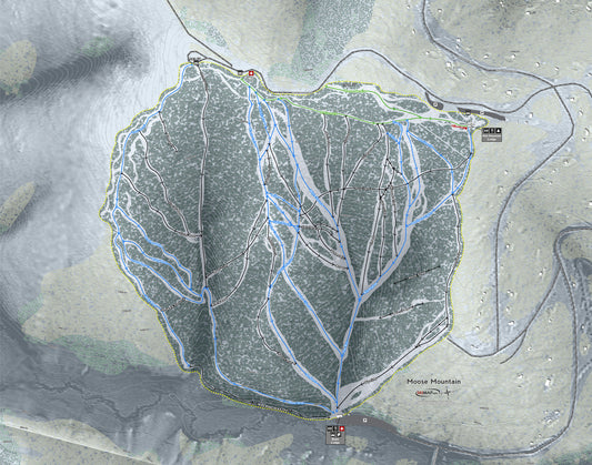 Moose Mountain Alaska Ski Resort Map Wall Art - Powderaddicts