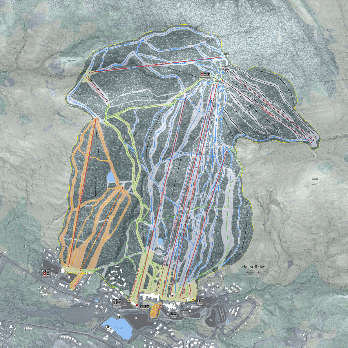 MountSnow Vermont Ski Resort Map Wall Art