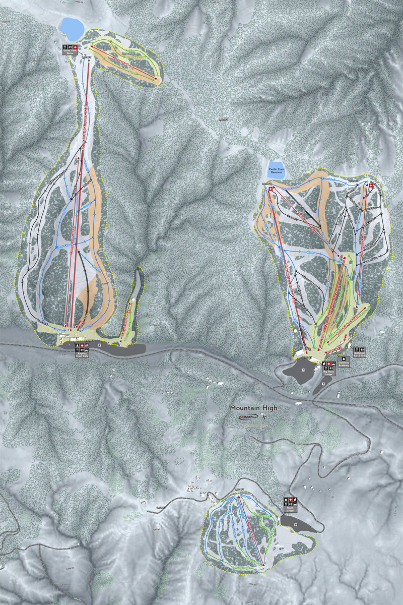 Mountain High California Ski Resort Map Wall Art