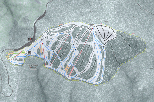 Mt. Ashland Oregon Ski Resort Map Wall Art