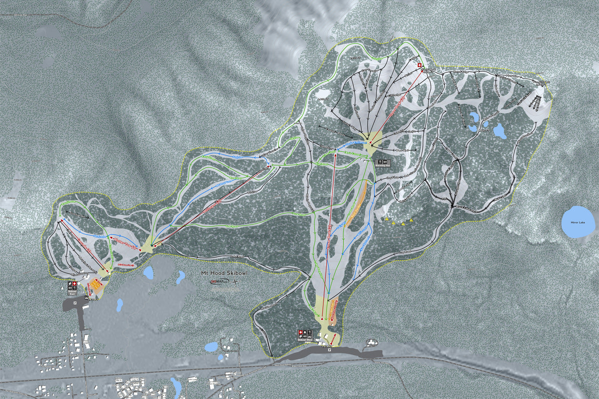 Mt HoodSkibowl Oregon Ski Resort Map Wall Art