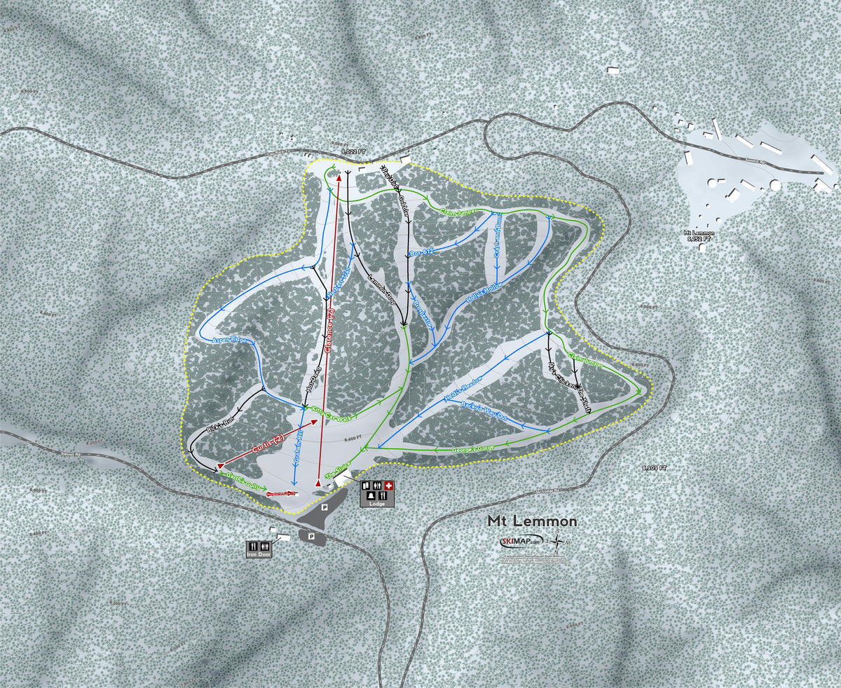 Mt Lemmon Arizona Ski Resort Map Wall Art