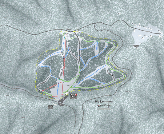 Mt Lemmon Arizona Ski Resort Map Wall Art