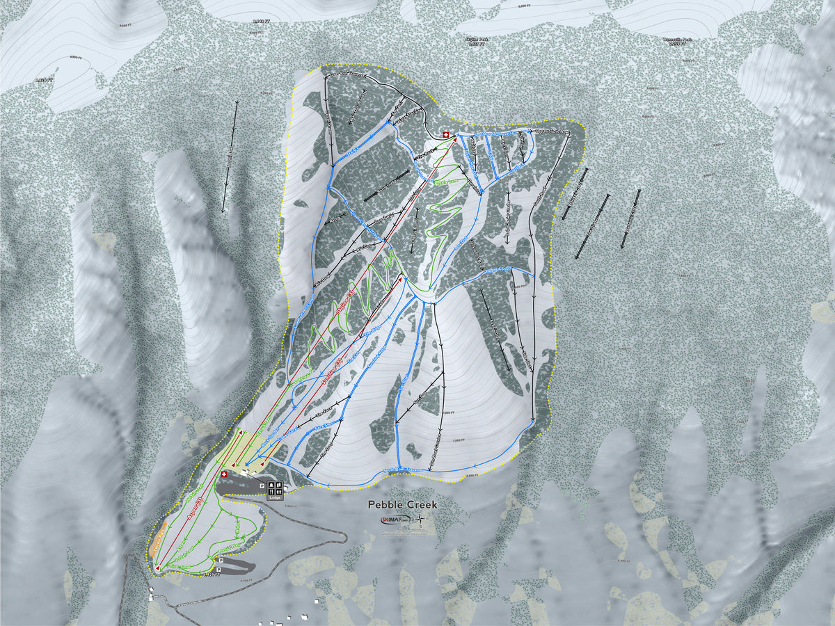 Pebble Creek Idaho Ski Resort Map Wall Art