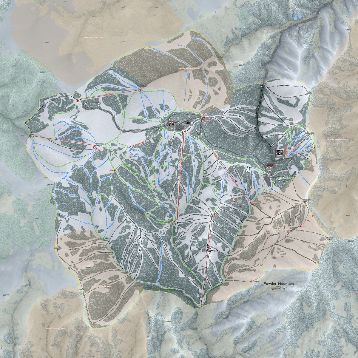 Powder Mountain Utah Ski Resort Map Wall Art