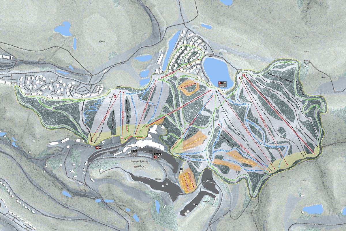 Seven Springs Pennsylvania Ski Resort Map Wall Art