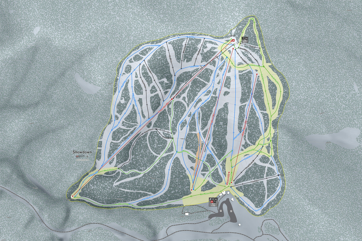 Showdown Montana Ski Resort Map Wall Art