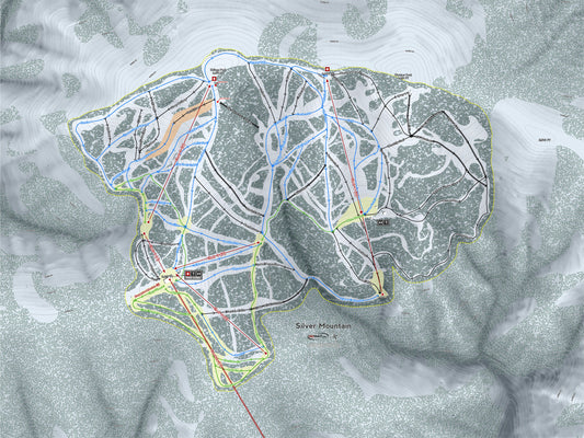 Silver Mountain Idaho Ski Resort Map Wall Art